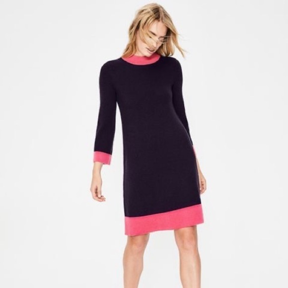 Boden Mara Wool Alpaca Blend Knit Dress Navy & Pink Size 2 - Picture 4 of 8